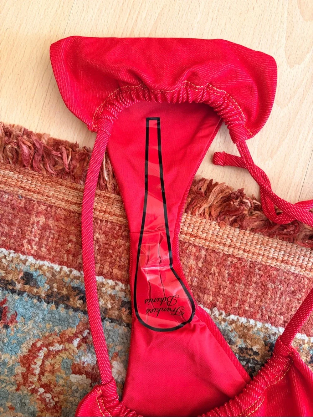 Frankie's Bikinis Red Denim Bikini Set